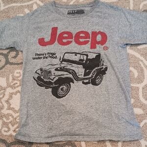Jeep Heather Gray Tee with Red Logo and Black Jeep Graphic